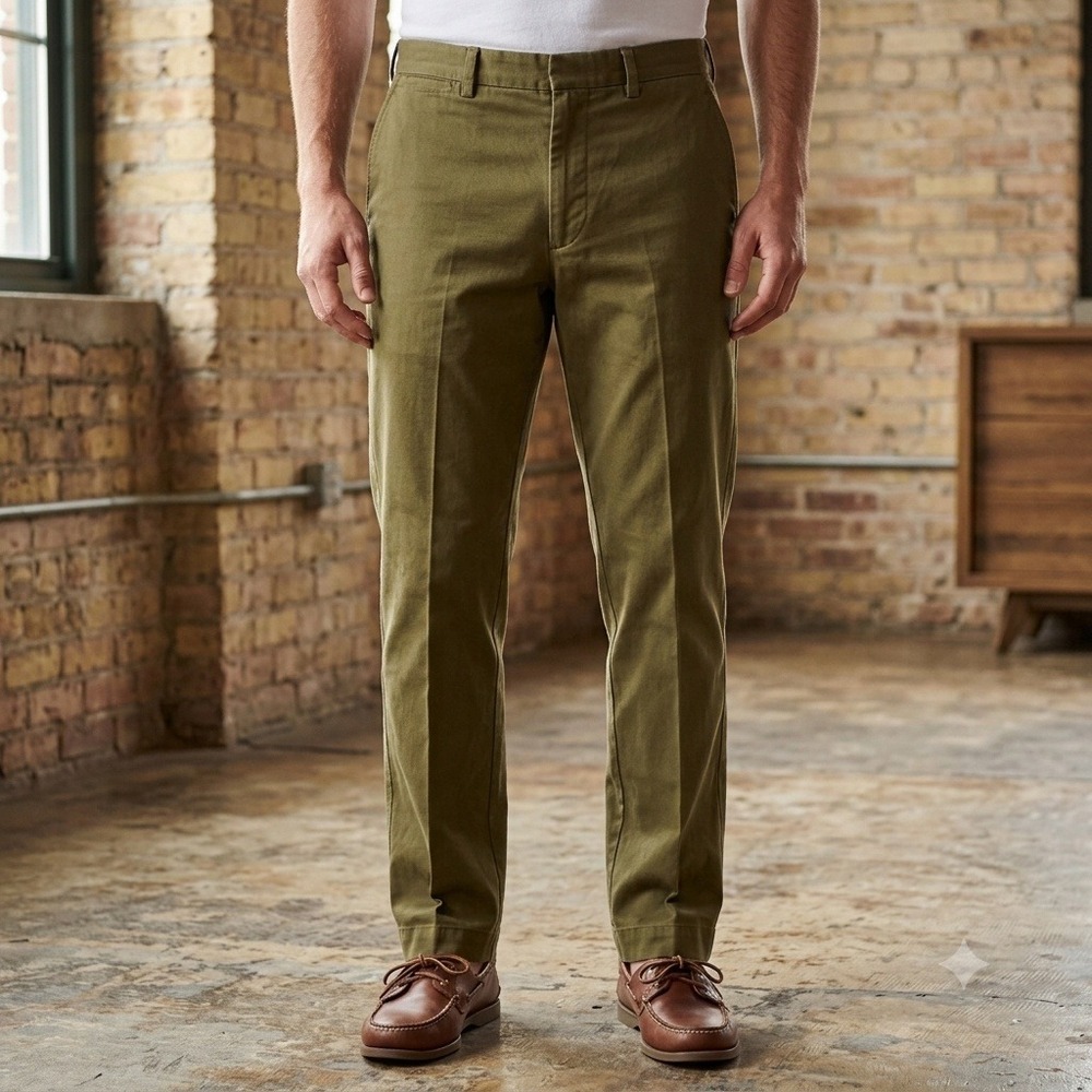 New Vintage Polo Ralph Lauren Preston Pant Men 34x30 Olive Green Chino Cotton